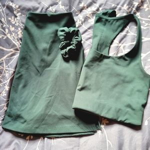 Girlfriend Collective Moss Bra and Skirt set!